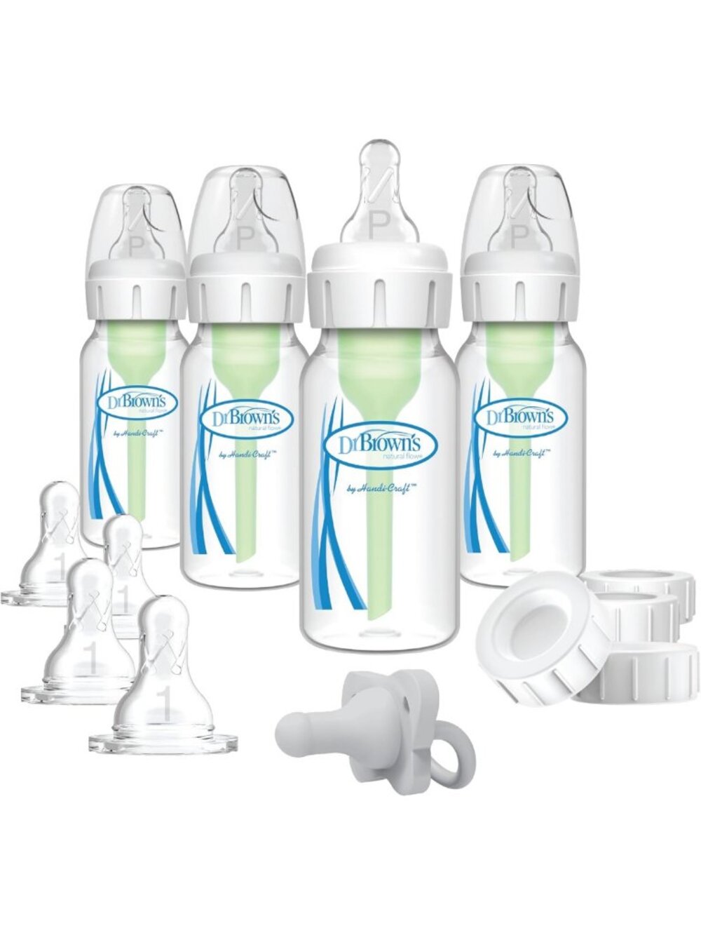 Anti-Colic Breast to Bottle Feeding Set, Slow Flow Nipples, Silicone Pacifier